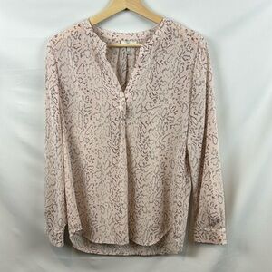 Joie Peterson Blush Pink Snake Print Silk Long Lightweight‎ Blouse Top Size S